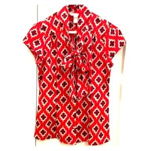 Cap sleeve red blouse